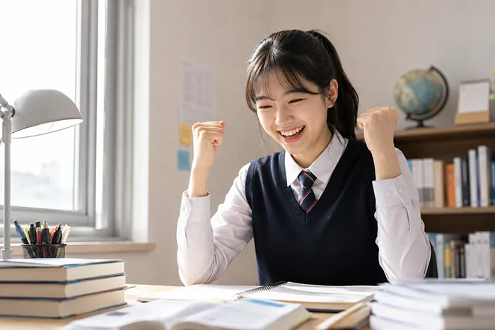 청라 국어 수업 — 선생님이 학생과 1:1로 확인하는 모습